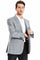 "Men's Regular Fit Double Windowpane Plaid Blazer - Two Button, Light Grey"