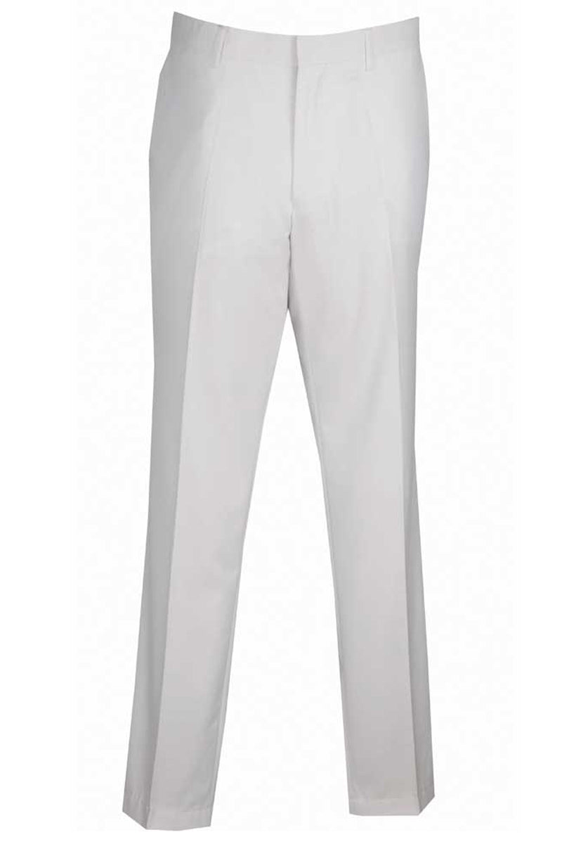 Mens Skinny Fit Wool Feel Flat Front Dress Slacks in White - 28W