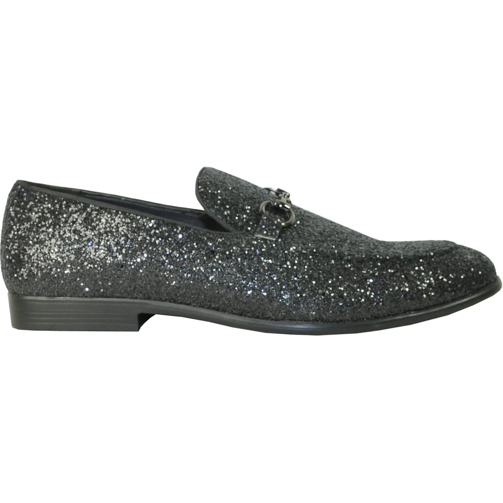 "Black Sequin Prom 2026 Tuxedo Loafer - Modern Men's Glitter Footwear" - 7M