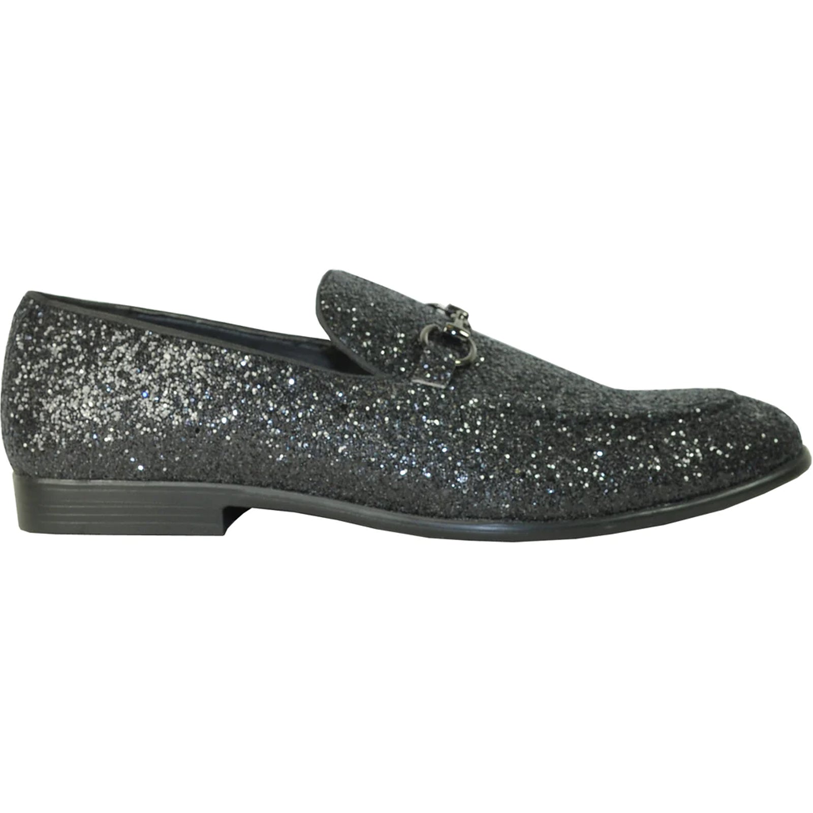 "Black Sequin Prom Tuxedo Loafer - Modern Men's Glitter Footwear"