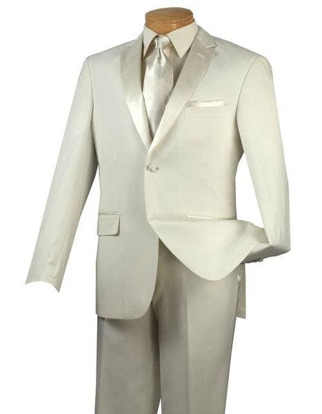 Cream Colored Suit - Cream Groomsmen Suit - Slim Fit Suit - Royal Blue