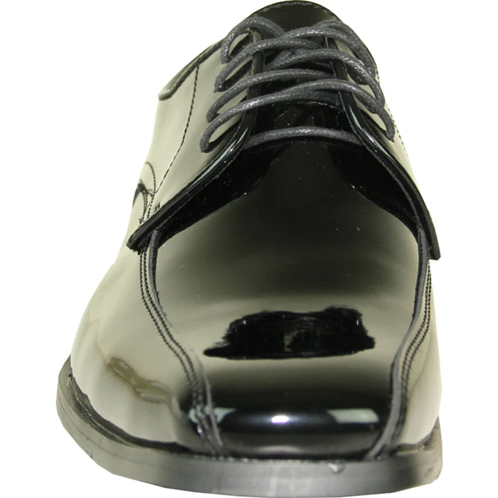"Black Men's Classic Bicycle Toe Patent Tuxedo Shoes"