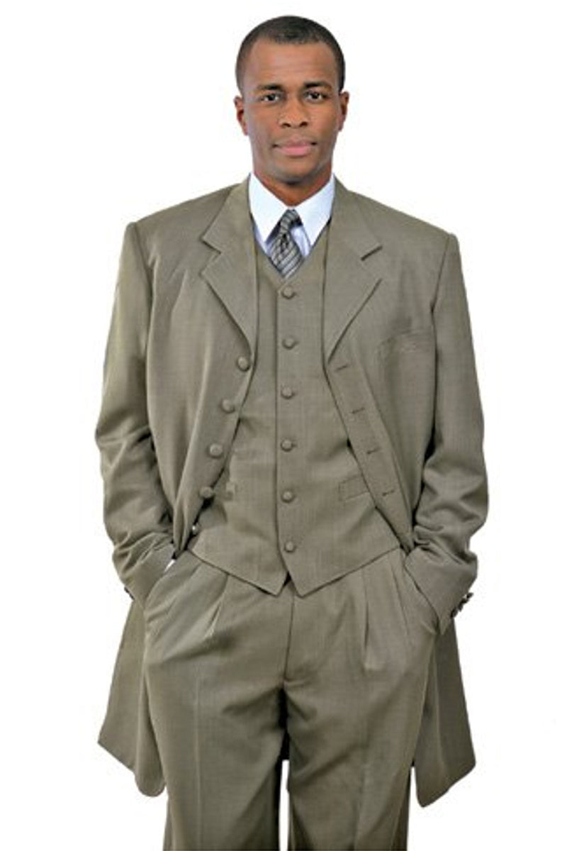 "Zoot Suit Men's Long Vested Fashion in Taupe"
