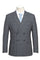 Mens Designer Slim Fit Double Breasted Suit in Light Grey Windowpane Plaid Check