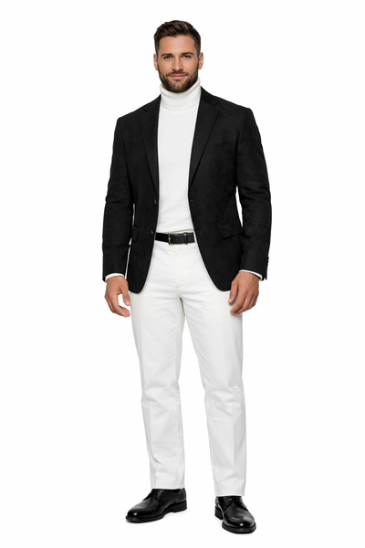 Zacchi Mens Black Micro Suede Sport Coat Modern Fit