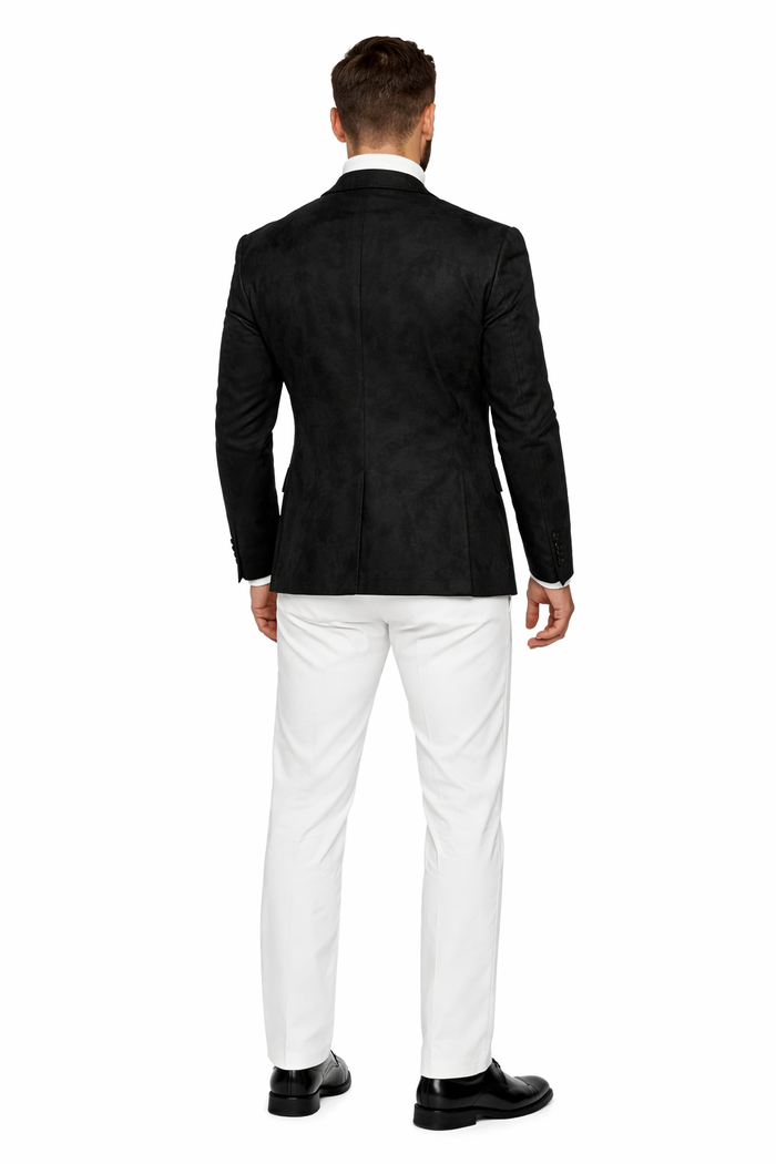 Zacchi Mens Black Micro Suede Sport Coat Modern Fit