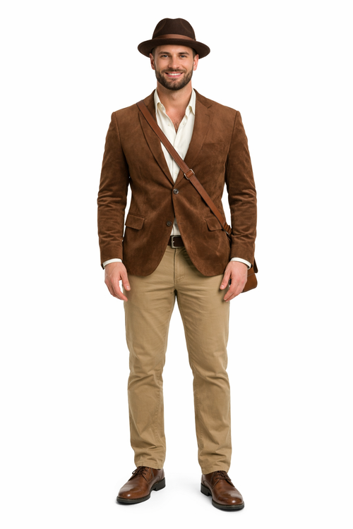 Zacchi Mens Cognac Micro Suede Sport Coat