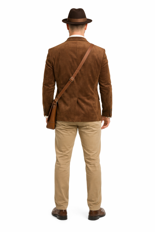 Zacchi Mens Cognac Micro Suede Sport Coat