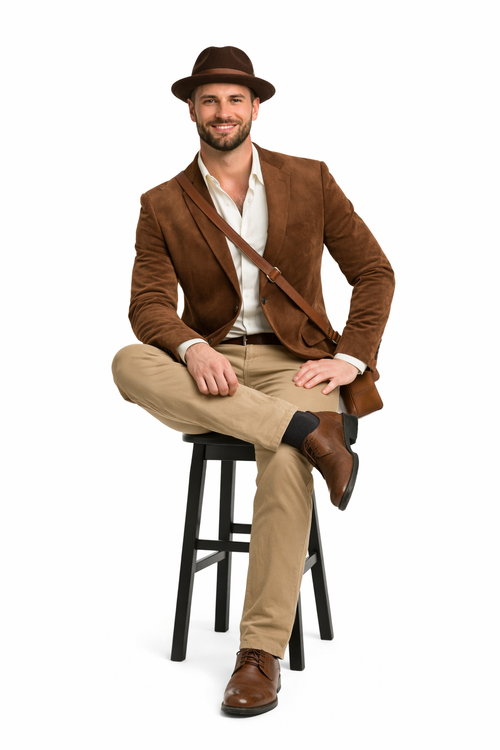 Zacchi Mens Cognac Micro Suede Sport Coat