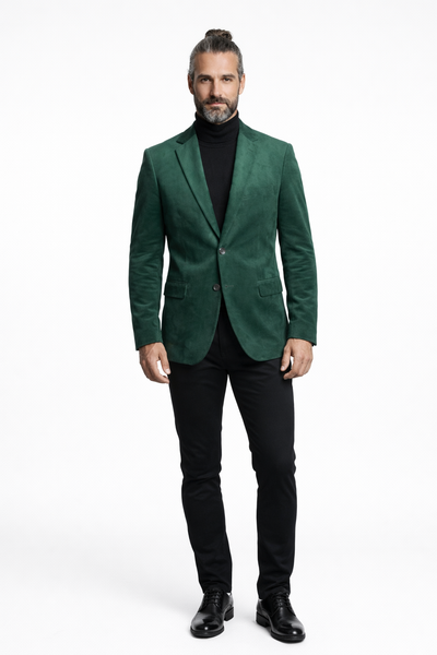 Zacchi Mens Hunter Green Micro Suede Sport Coat