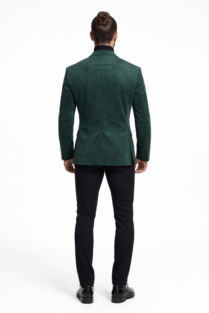 Zacchi Mens Hunter Green Micro Suede Sport Coat