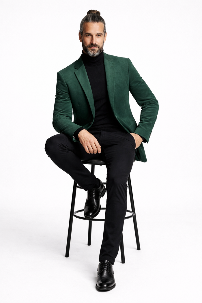 Zacchi Mens Hunter Green Micro Suede Sport Coat