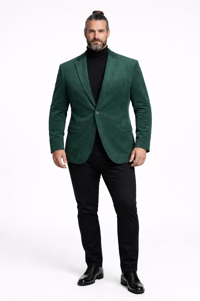 Zacchi Mens Hunter Green Micro Suede Sport Coat
