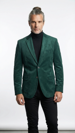 Zacchi Mens Hunter Green Micro Suede Sport Coat