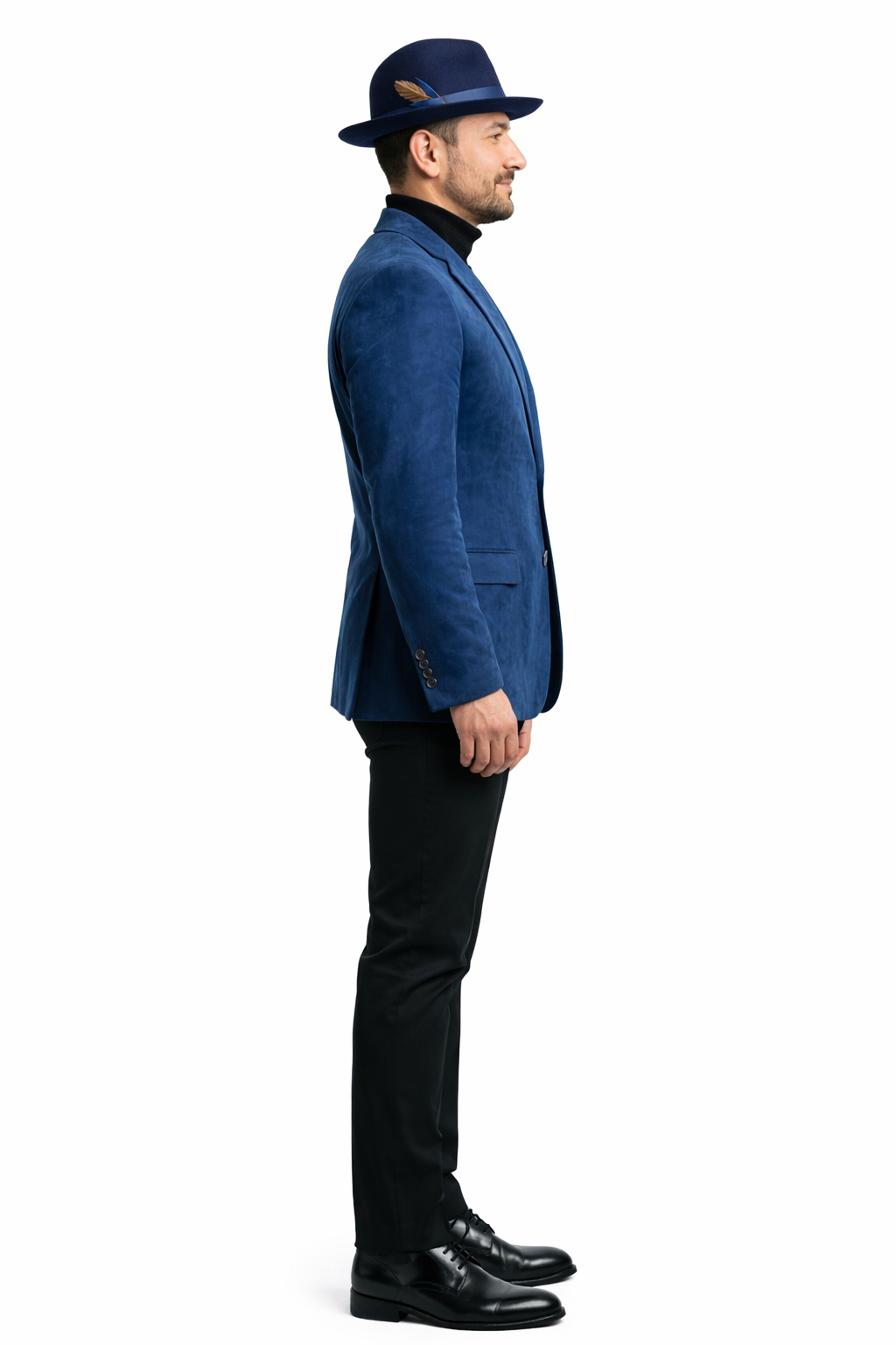 Zacchi Mens Navy Micro Suede Sport Coat - 34 Short or Extra Small
