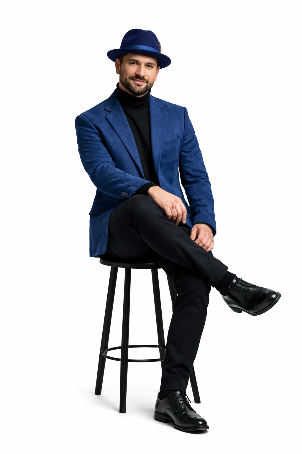 Zacchi Mens Navy Micro Suede Sport Coat - 34 Short or Extra Small