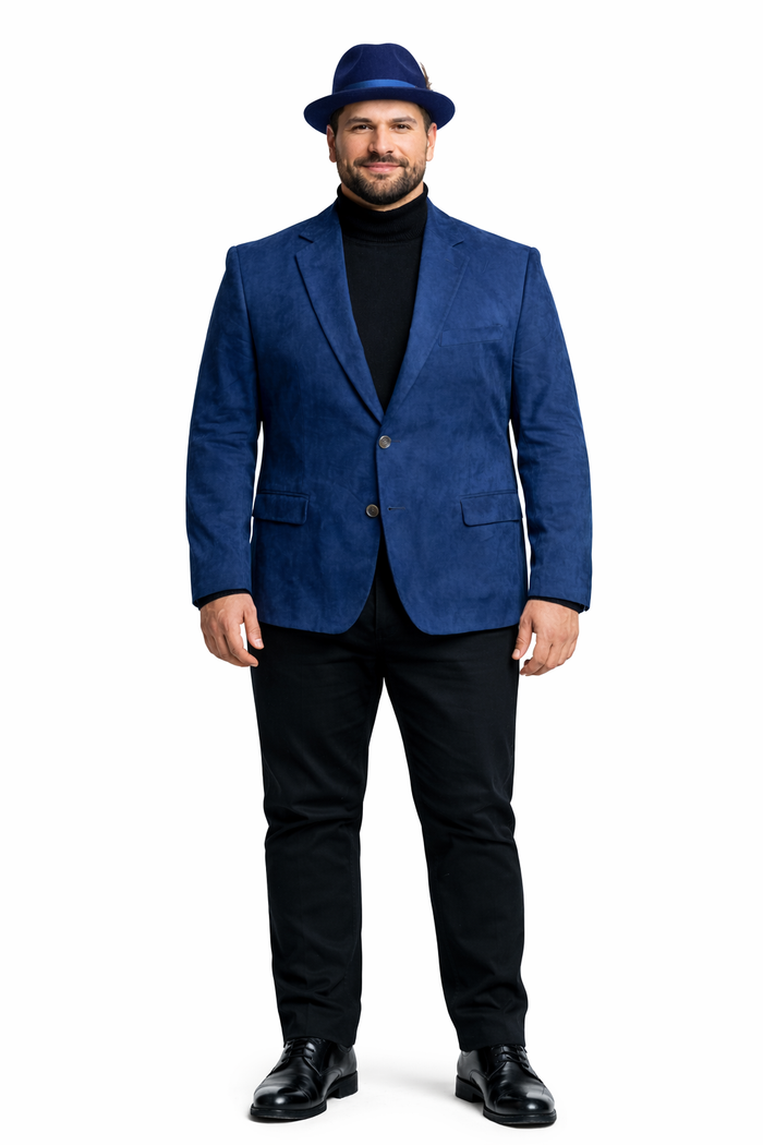 Zacchi Mens Navy Micro Suede Sport Coat