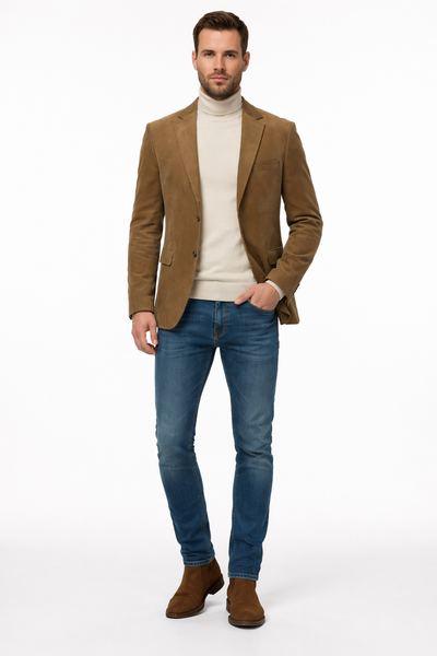 Zacchi Mens Tan Micro Suede Fashion Sport Coat