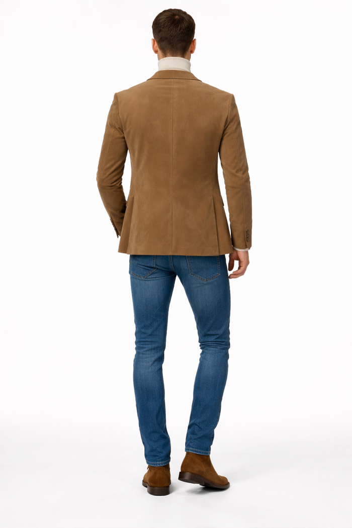 Zacchi Mens Tan Micro Suede Fashion Sport Coat