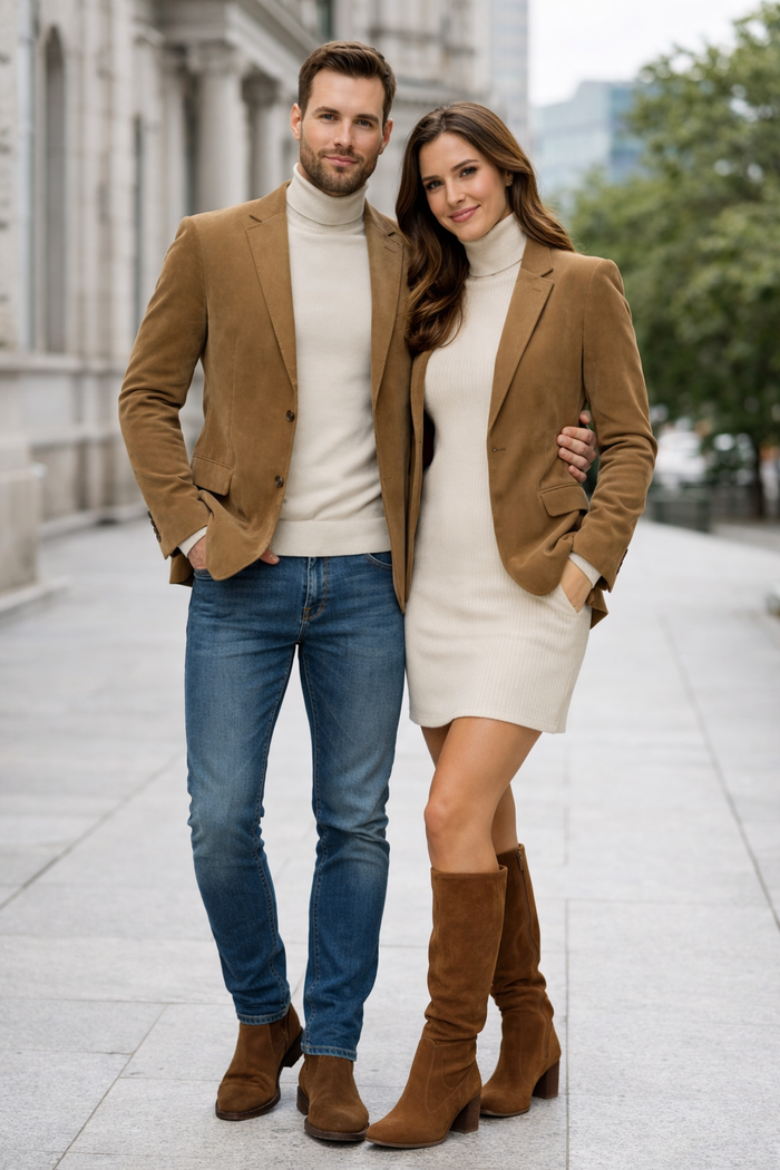 Zacchi Mens Tan Micro Suede Fashion Sport Coat