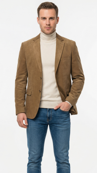 Zacchi Mens Tan Micro Suede Fashion Sport Coat
