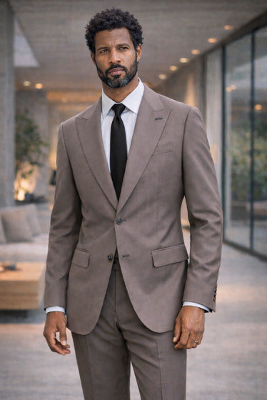 Statement Men's 2 Piece 100% Wool Modern Fit Suit - Pic Stitching - 38 Regular