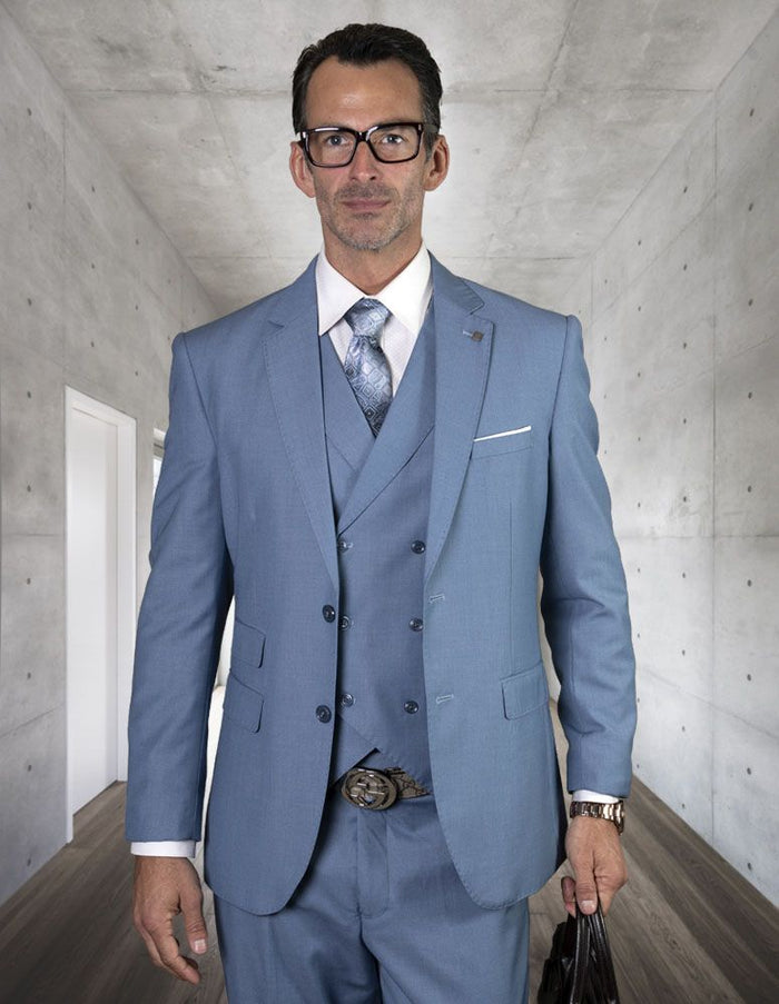Statement Men's Wool Suit 3 Piece, 100% Solid Color