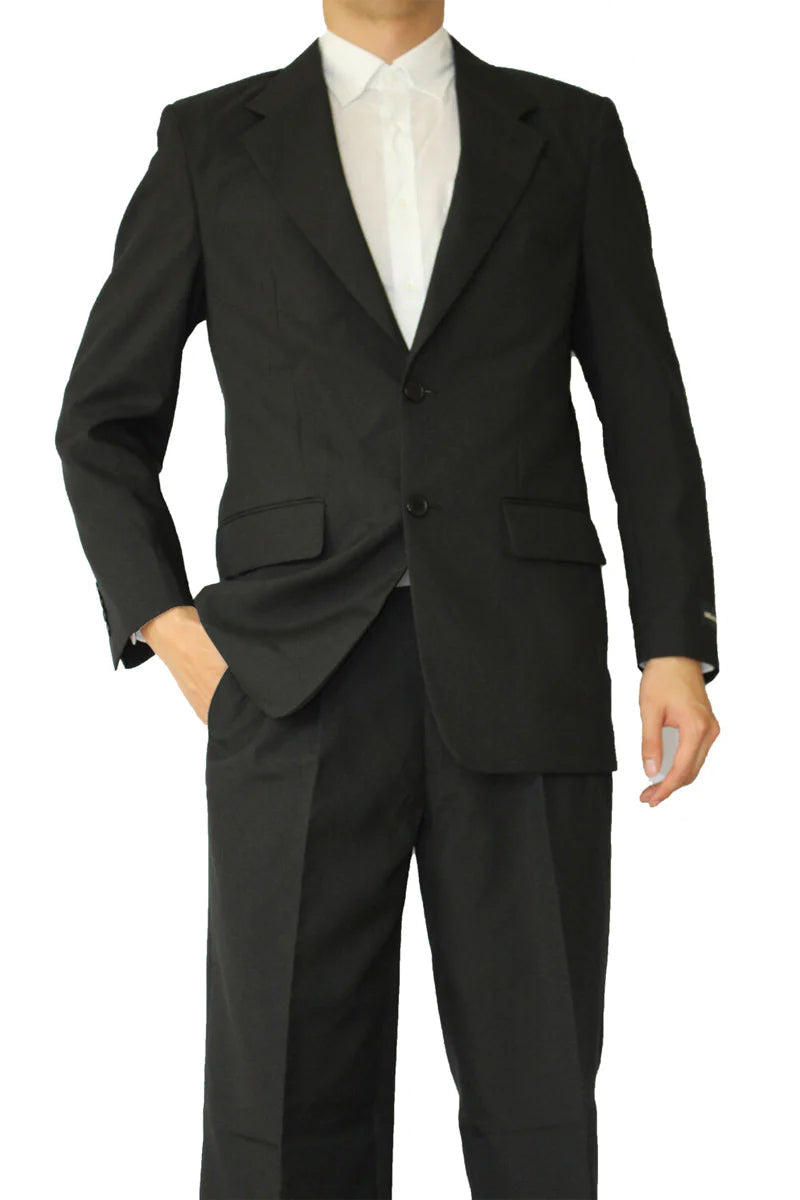 "Black Slim Fit Poplin Basic Suit for Men - 2 Button Style"