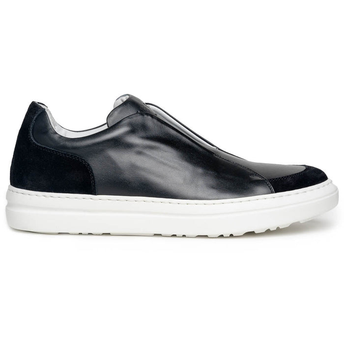 Zelli Spettacolare Calfskin & Suede Slip-On Sneakers in Black
