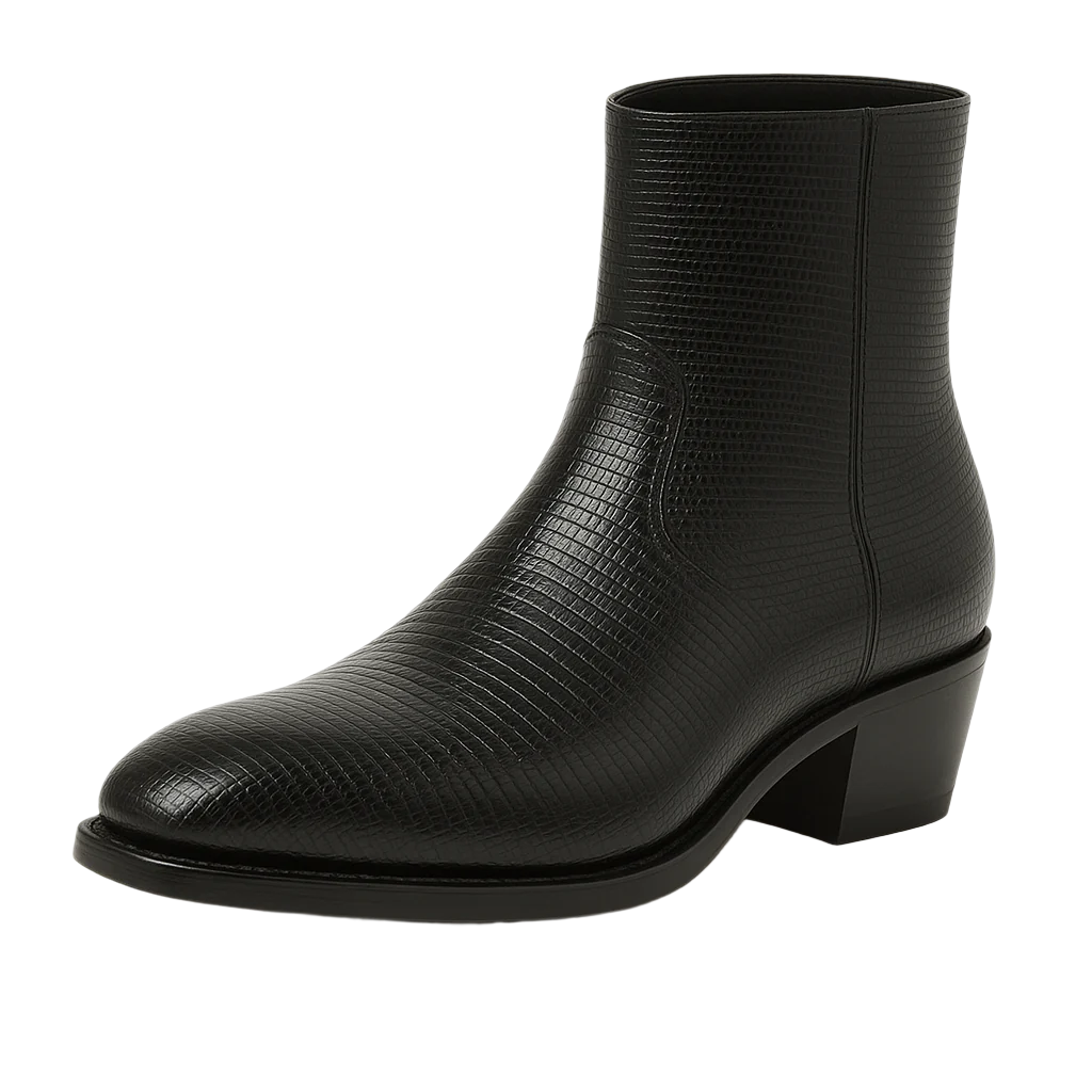 Mens Dress Ankle Boots Los Altos Boots Short Cowboy Boot - Western Ankle Boots Exotic Skin + Black + Skin Type - US 8.0 Standard/D/ Medium / Eu:41-42