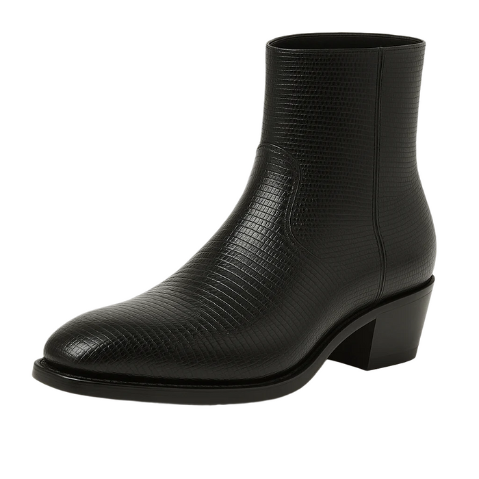 Mens Dress Ankle Boots Los Altos Boots Short Cowboy Boot - Western Ankle Boots Exotic Skin + Black + Skin Type