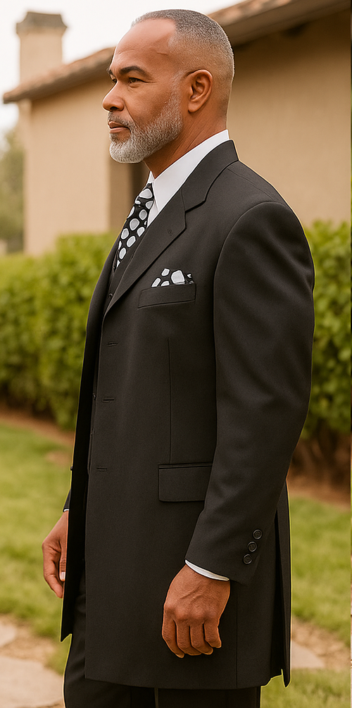 Zoot Suit - Mens Double Button Vested Fashion Black Zoot Suit