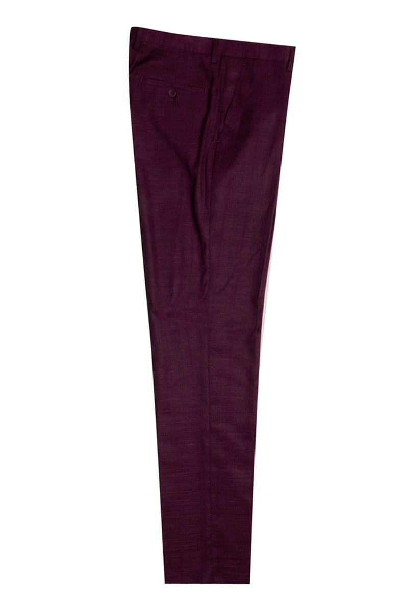 "Mens Stacy Adams Suit - Stacy Adams Suit Men's Glen Plaid Suit - One Button Vested Peak Lapel in Burgundy" - 40 Long