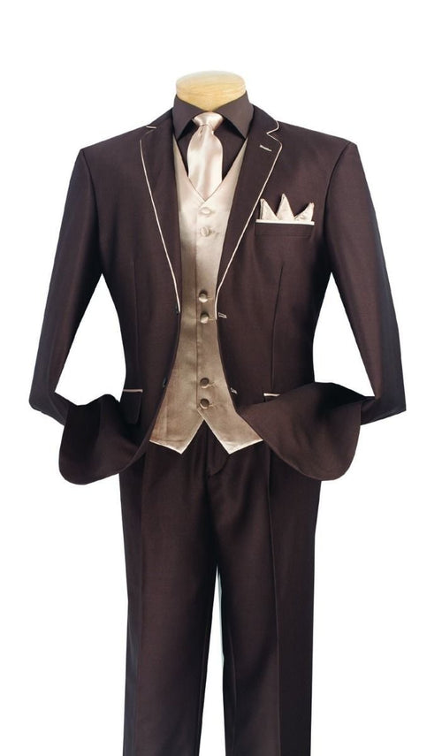 Vinci Men's 5-Piece Elegance Suit Free Tie & Hanky Fashionable & Professional pink