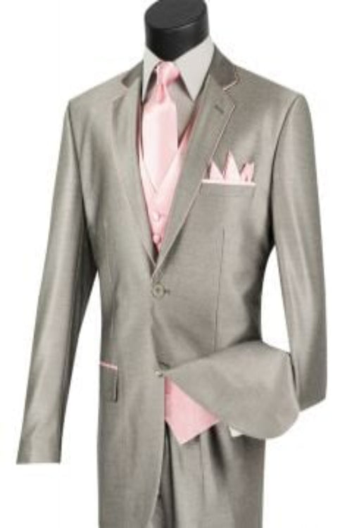 Vinci Men's 5-Piece Elegance Suit Free Tie & Hanky Fashionable & Professional pink