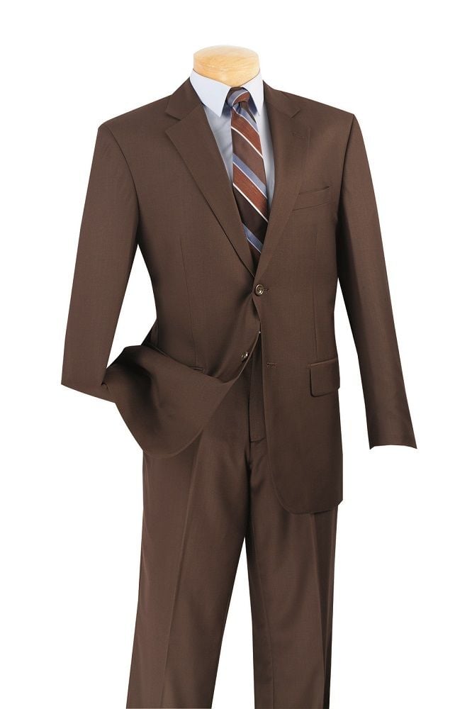 Vinci Men's Wool Feel Executive Suit 2 Piece Solid Color