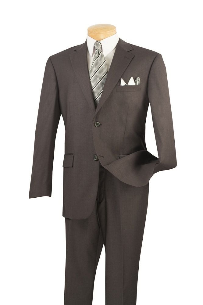 Vinci Men's Wool Feel Executive Suit - Solid Color 2 Piece - 38 Short Jacket+32 Waist Adjustable 28to34)(Height: 5 4 to5 7 )(Neck  15-16.5)S-M)