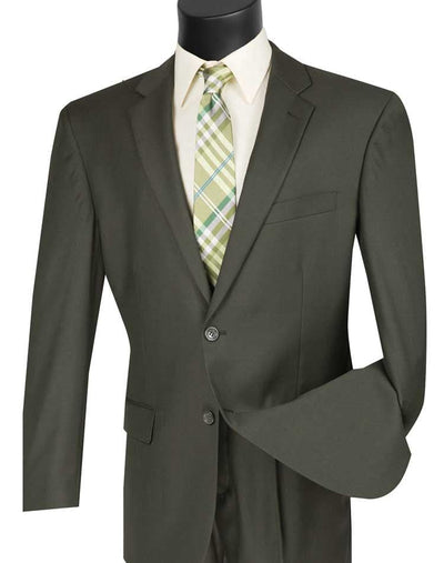 Color Vinci Men's 2 Pc Wool-Look Executive Suit Stylish Solid Color