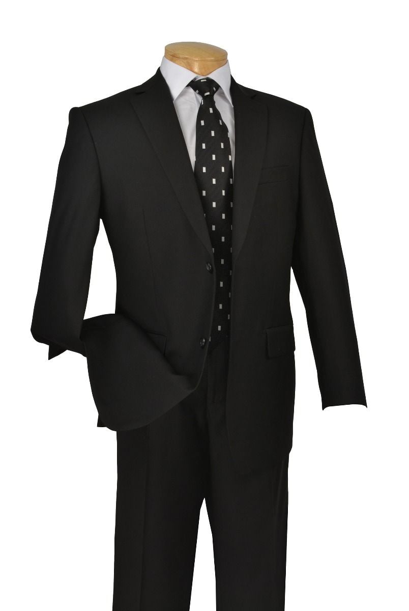 34 Vinci Men's 2-Piece Wool-Feel Executive Suit in black - Extra Long Sizes