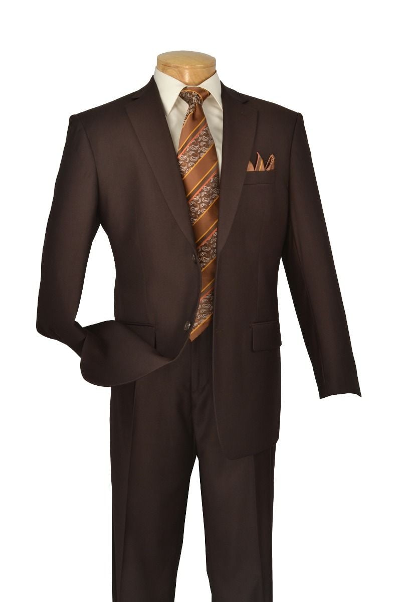 Vinci Men's 2-Piece Wool-Feel Executive Suit - Extra Long Sizes - 42 Regular Jacket+36 Waist Pants Adjust 32to38)(Height: 5'7"-6')(Neck 16-17.5:L-XL)