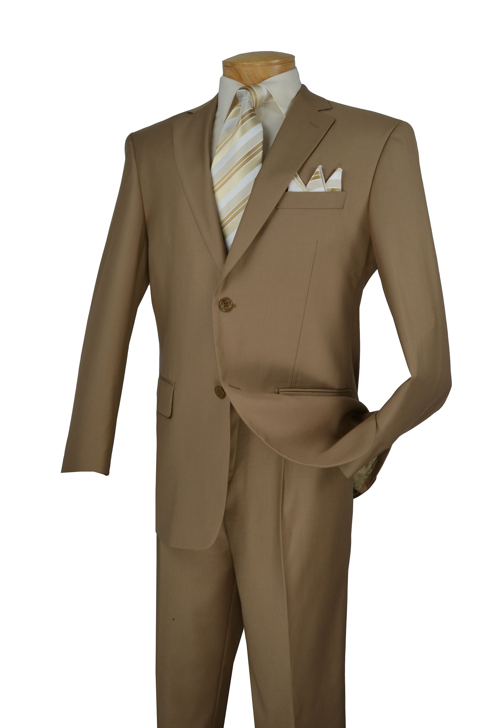 Color Vinci Men's Wool Feel Executive 2-Piece Suit - Solid Color