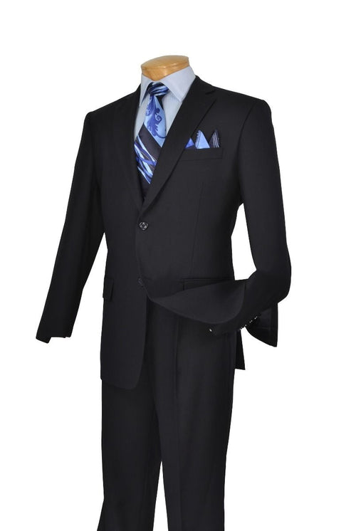 Vinci Men's 2-Piece Wool-Feel Executive Suit in black - Extra Long Sizes