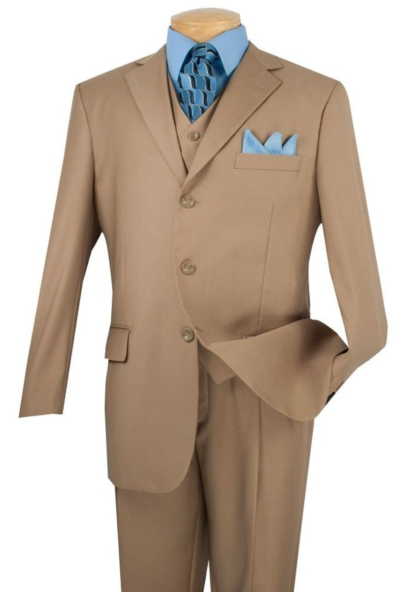 Vinci Men's 3 Piece Solid Executive Suit - Many Color Options