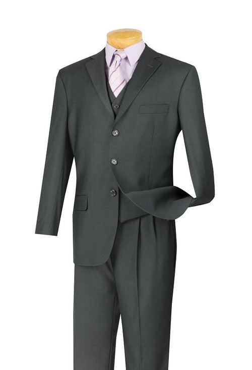 Vinci Men's 3-Piece Solid Executive Suit Wide Color Range