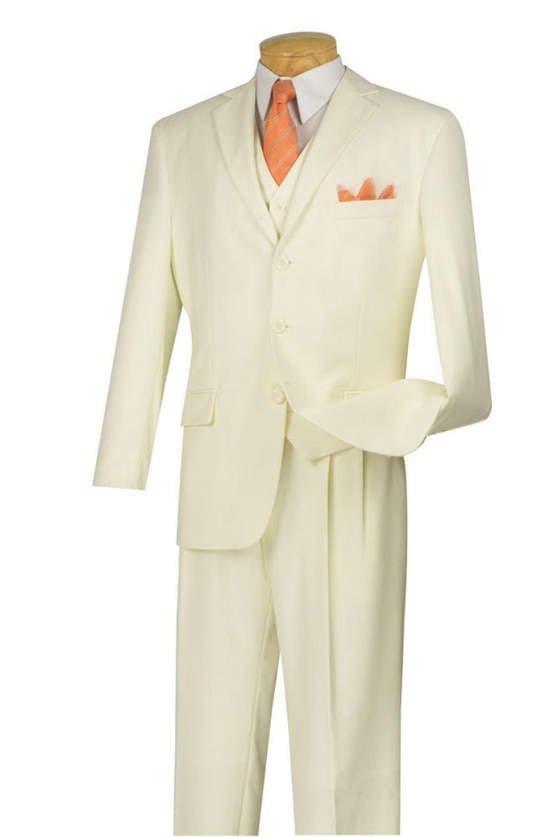 Vinci Men's 3 Piece Solid Executive Suit - Many Color Options - 38 Short Jacket+32 Waist Adjustable 28to34)(Height: 5 4 to5 7 )(Neck  15-16.5)S-M)
