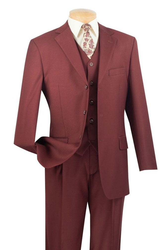 Vinci Men's 3 Piece Solid Executive Suit - Many Color Options