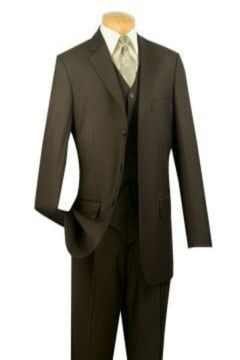 Vinci Men's 3-Piece Solid Executive Suit - Wide Color Range