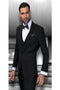 Mens Wool Blend Suit 3Piece Set  Solid Colors Statement black
