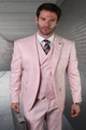 Color Men's 3 Piece Wool Suit Soft Textured Solid Color