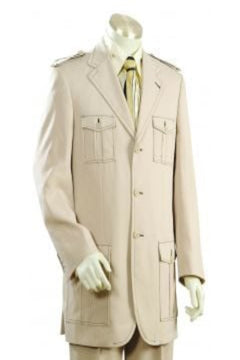 Canto Men's 2 Piece Military-Style Fashion Suit - Pic Stitching